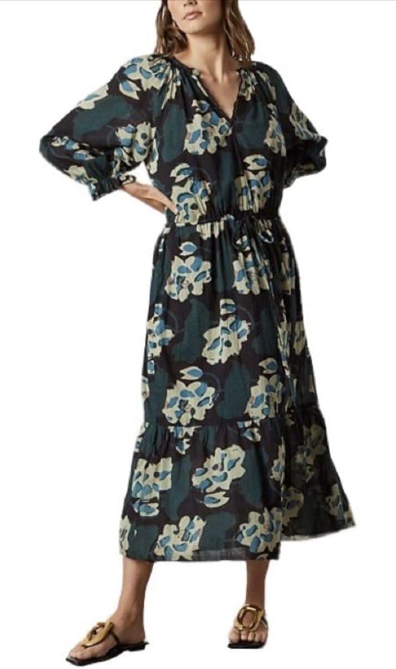 Velvet by Graham & Spencer Denise Floral Printed Maxi Boho Dress S Semi Sheer